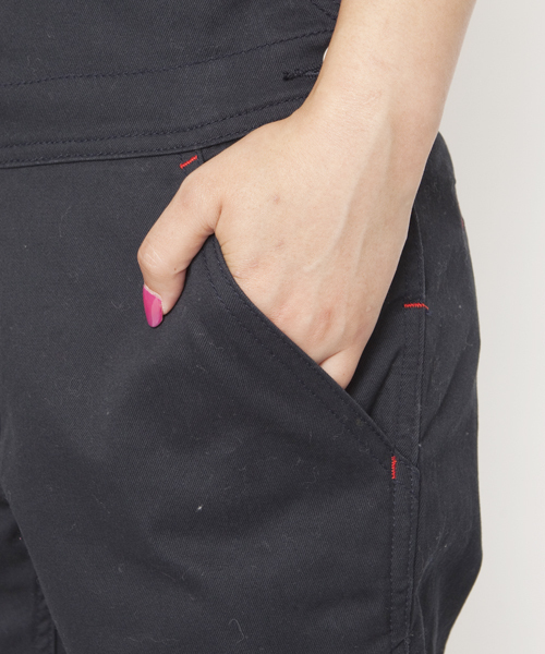 X-girl(エックスガール)の「WORKERS OVERALL(サロペット/オーバーオール・レディース・ベージュ/ネイビー/ライトインディゴブルー・2/1)」の4枚目の写真