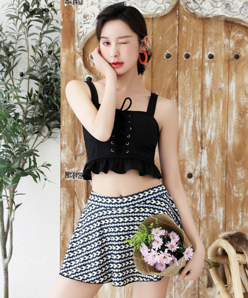 OSYAREVO（オシャレボ）の「レースアップ ビスチェ スイムウェア 水着