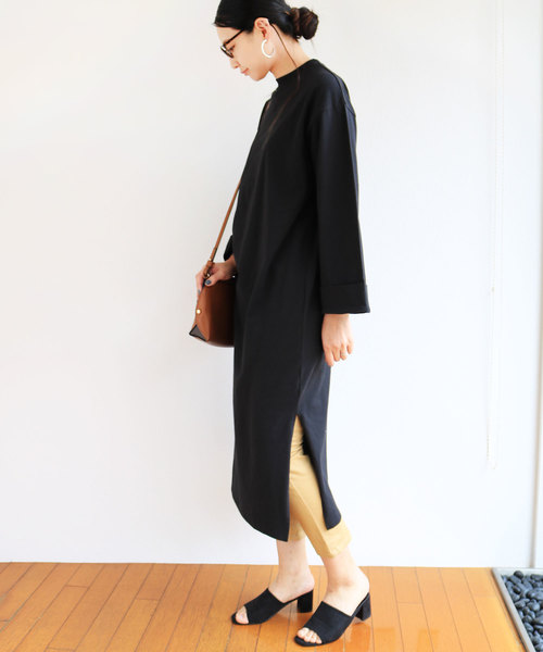 And Me アンドミー の ワイド袖コットン長袖tシャツワンピース スリット入り ワンピース Wear