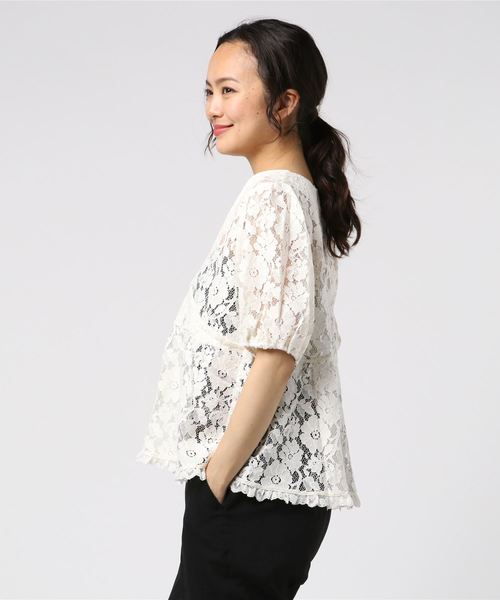 flower（フラワー）の「クロスレースブラウス（シャツ/ブラウス・レディース・ホワイト/グリーン・FREE）」の3枚目の写真