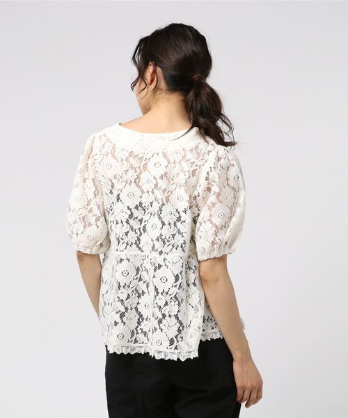 flower（フラワー）の「クロスレースブラウス（シャツ/ブラウス・レディース・ホワイト/グリーン・FREE）」の4枚目の写真