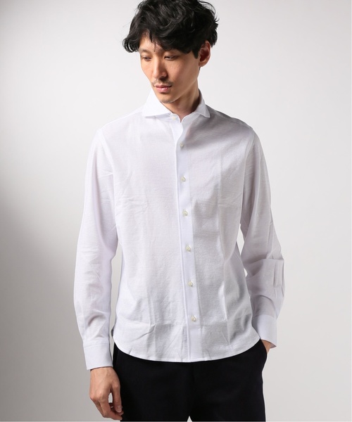 GUY ROVER(ギローバー)の「GUY ROVER / ギローバー メランジチェーン ジャージーカッタウエィ シャツ(シャツ/ブラウス・メンズ・ホワイト/チャコールグレー/ネイビー/ブルー系その他・SMALL/X-SMALL/MEDIUM)」の1枚目の写真