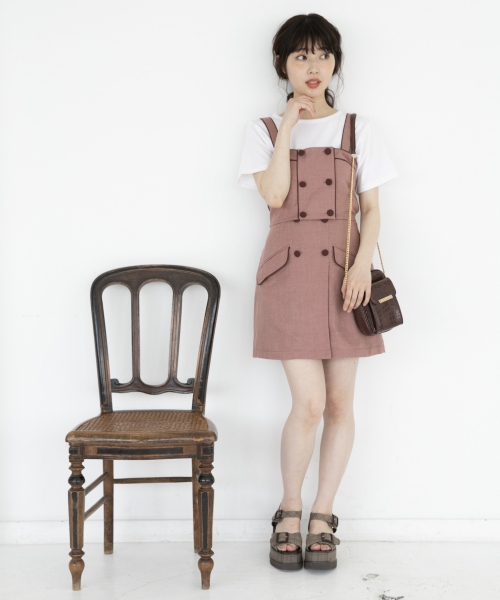 Heather(ヘザー)の「Wボタンレトロミニスカート 842722(スカート・レディース・ブラック/ブラウン系その他/ベージュ系その他/ピンク・SMALL/MEDIUM)」の18枚目の写真