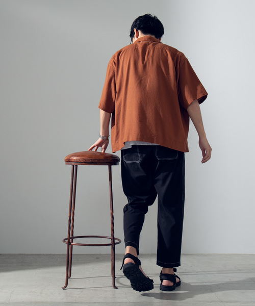 WEGO(ウィゴー)の「WEGO/麻レーヨンオープンカラーシャツ(シャツ/ブラウス・メンズ・ベージュ/キャメル/カーキ・MEDIUM/LARGE)」の7枚目の写真
