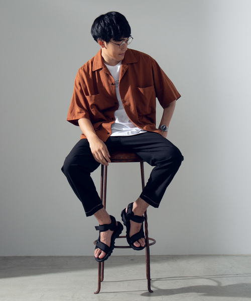 WEGO(ウィゴー)の「WEGO/麻レーヨンオープンカラーシャツ(シャツ/ブラウス・メンズ・ベージュ/キャメル/カーキ・MEDIUM/LARGE)」の5枚目の写真