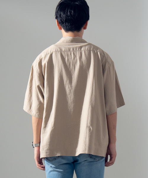 WEGO(ウィゴー)の「WEGO/麻レーヨンオープンカラーシャツ(シャツ/ブラウス・メンズ・ベージュ/キャメル/カーキ・MEDIUM/LARGE)」の15枚目の写真