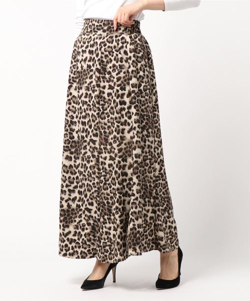 archives（アルシーヴ）の「レオパードパネルフレアスカート（スカート・レディース・グレー/ベージュ/キャメル・MEDIUM）」の2枚目の写真