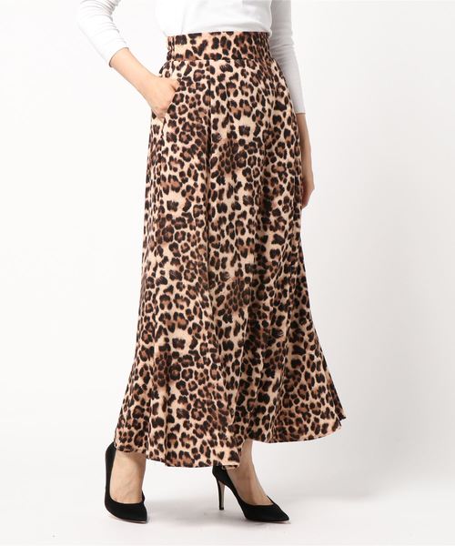 archives（アルシーヴ）の「レオパードパネルフレアスカート（スカート・レディース・グレー/ベージュ/キャメル・MEDIUM）」の3枚目の写真