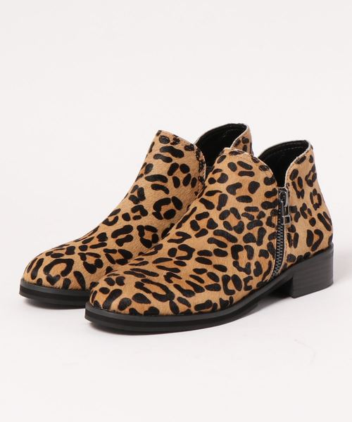 あしながおじさん（アシナガオジサン）の「〈あしながおじさん〉サイドジップブーツ（ブーツ・レディース・ブラック/クリアブラック/レオパード・22.5cm/23.5cm/24.5cm/23.0cm/24.0cm）」の3枚目の写真