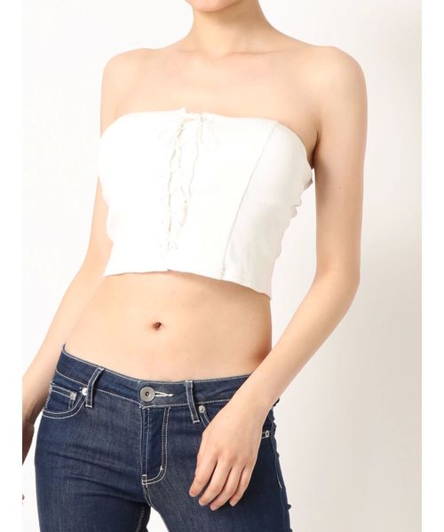 GYDA（ジェイダ）の「2WAYレースアップビスチェ（キャミソール・レディース・オフホワイト/ブラック/イエロー・FREE）」の17枚目の写真