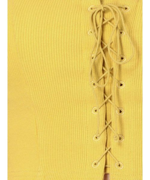 GYDA（ジェイダ）の「2WAYレースアップビスチェ（キャミソール・レディース・オフホワイト/ブラック/イエロー・FREE）」の8枚目の写真