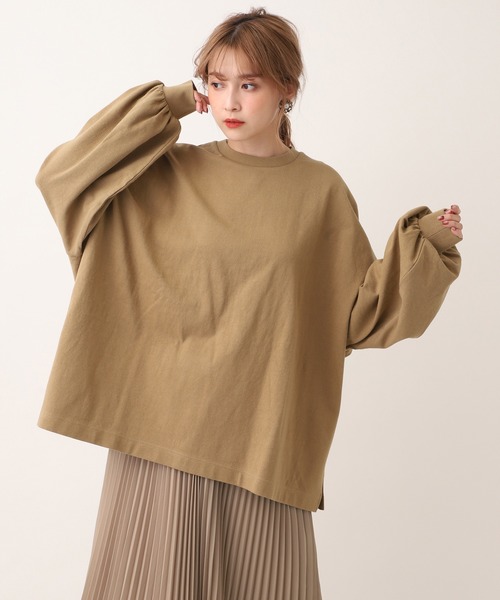 one after another NICE CLAUP(ワンアフターアナザーナイスクラップ)の「ビッグシルエットロングTシャツ(Tシャツ/カットソー・レディース・ベージュ/オフホワイト/ライトカーキ/カーキ・FREE)」の10枚目の写真