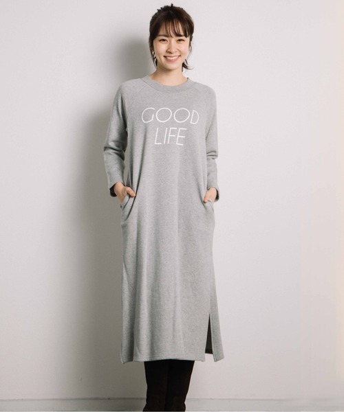 miniyu(ミニュウ)の「GOODLIFE/サイドスリットスウエットOP(ag)(ワンピース・レディース・グレー/ブラック・FREE)」の2枚目の写真