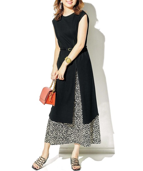 ワンピース ドレス ワンピーススリットリブワンピース ワンピース Geera ジーラ のファッション