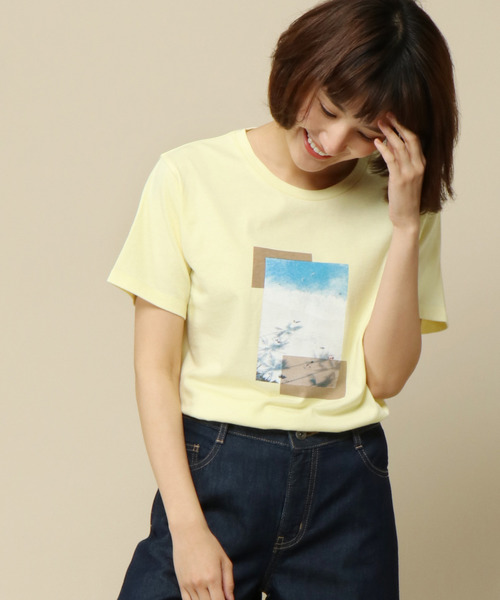 ikka(イッカ)の「プリントTシャツ(Tシャツ/カットソー)」|レモンイエロー