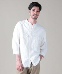 BACK NUMBER | 【BACK NUMBER】麻バンドカラー7分袖シャツ(シャツ/ブラウス)