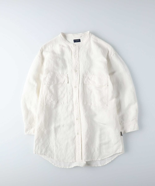 BACK NUMBER（バックナンバー）の「【BACK NUMBER】麻バンドカラー7分袖シャツ（シャツ/ブラウス・メンズ・ネイビー/ホワイト/ブラウン・XL/S/M/L）」の10枚目の写真