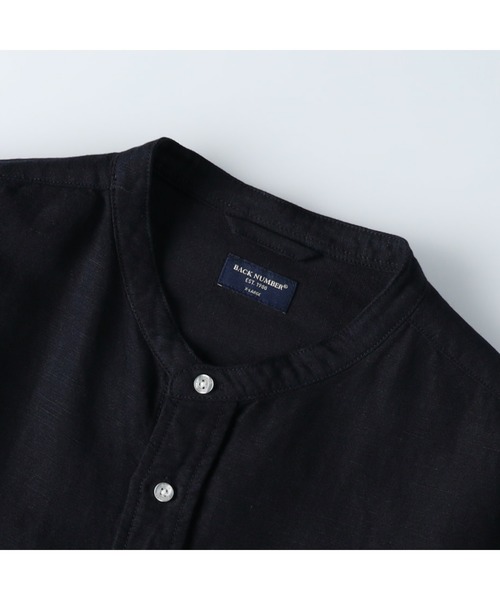 BACK NUMBER（バックナンバー）の「【BACK NUMBER】麻バンドカラー7分袖シャツ（シャツ/ブラウス・メンズ・ネイビー/ホワイト/ブラウン・XL/S/M/L）」の14枚目の写真