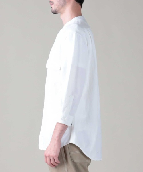BACK NUMBER（バックナンバー）の「【BACK NUMBER】麻バンドカラー7分袖シャツ（シャツ/ブラウス・メンズ・ネイビー/ホワイト/ブラウン・XL/S/M/L）」の17枚目の写真
