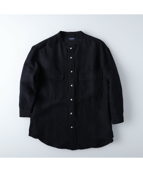 BACK NUMBER（バックナンバー）の「【BACK NUMBER】麻バンドカラー7分袖シャツ（シャツ/ブラウス・メンズ・ネイビー/ホワイト/ブラウン・XL/S/M/L）」の22枚目の写真