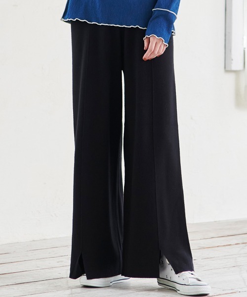 RANAN（ラナン）の「フロントスリットニットパンツ（その他パンツ・レディース・ブラック/ブルー・M/L/3L/LL）」の2枚目の写真