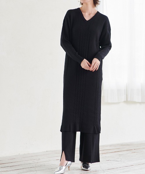 RANAN（ラナン）の「フロントスリットニットパンツ（その他パンツ・レディース・ブラック/ブルー・M/L/3L/LL）」の11枚目の写真