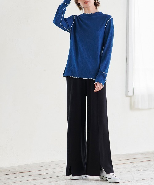 RANAN（ラナン）の「フロントスリットニットパンツ（その他パンツ・レディース・ブラック/ブルー・M/L/3L/LL）」の8枚目の写真
