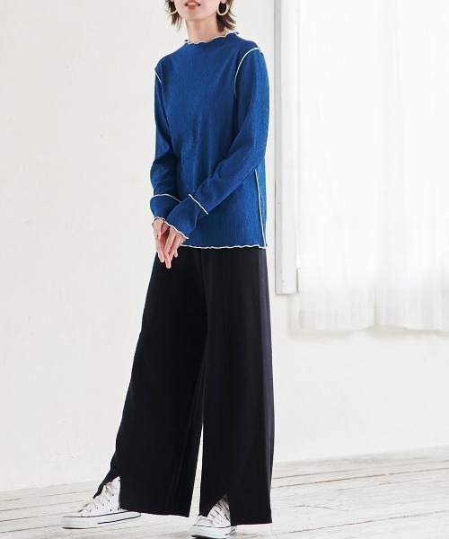 RANAN（ラナン）の「フロントスリットニットパンツ（その他パンツ・レディース・ブラック/ブルー・M/L/3L/LL）」の9枚目の写真