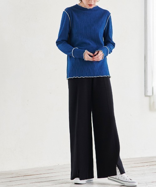RANAN（ラナン）の「フロントスリットニットパンツ（その他パンツ・レディース・ブラック/ブルー・M/L/3L/LL）」の10枚目の写真