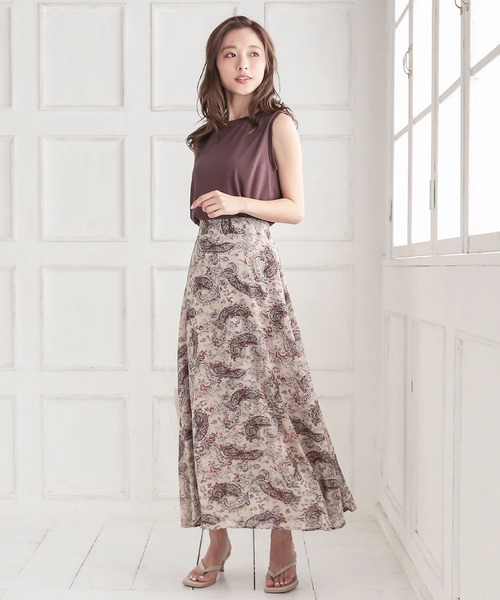 KOBE LETTUCE（コウベレタス）の「ペイズリーフレアマキシスカート（スカート・レディース・アイボリー/イエロー/ブラウン・FREE）」の10枚目の写真