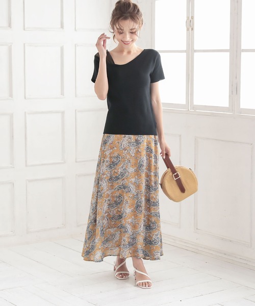 KOBE LETTUCE（コウベレタス）の「ペイズリーフレアマキシスカート（スカート・レディース・アイボリー/イエロー/ブラウン・FREE）」の13枚目の写真