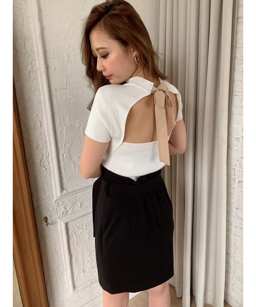 RESEXXY（リゼクシー）の「配色リボントップス（ニット/セーター・レディース・ブラック/ベージュ/ブラウン/オレンジ・FREE）」の12枚目の写真