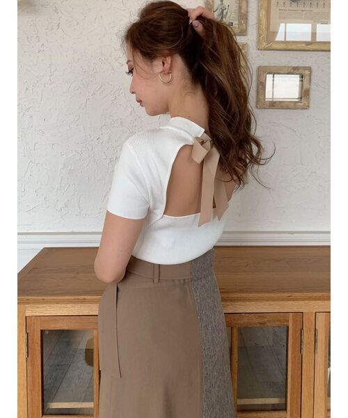 RESEXXY（リゼクシー）の「配色リボントップス（ニット/セーター・レディース・ブラック/ベージュ/ブラウン/オレンジ・FREE）」の21枚目の写真