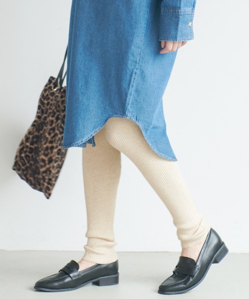 coca(coca)(コカ)の「\新色登場/リブニットレギンス(レギンス/スパッツ・レディース・チャコールグレー/ライトベージュ/グレー/ブラック/カーキ/マスタード・ONE SIZE)」の4枚目の写真