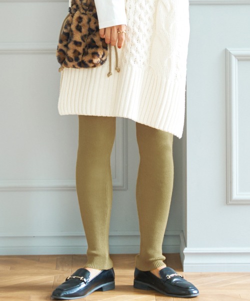 coca(coca)(コカ)の「\新色登場/リブニットレギンス(レギンス/スパッツ・レディース・チャコールグレー/ライトベージュ/グレー/ブラック/カーキ/マスタード・ONE SIZE)」の6枚目の写真