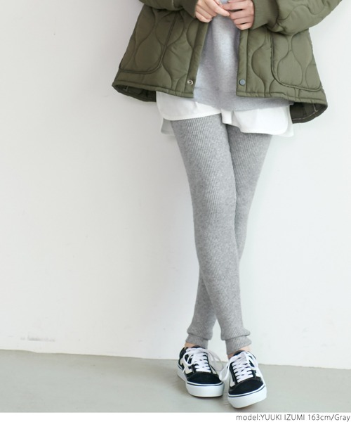 coca(coca)(コカ)の「\新色登場/リブニットレギンス(レギンス/スパッツ・レディース・チャコールグレー/ライトベージュ/グレー/ブラック/カーキ/マスタード・ONE SIZE)」の8枚目の写真