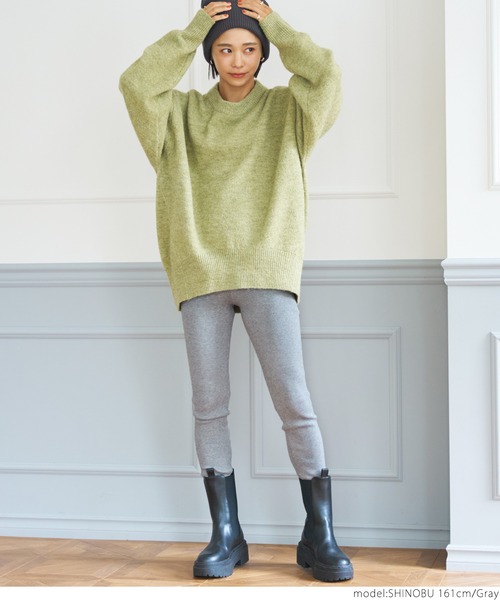 coca(coca)(コカ)の「\新色登場/リブニットレギンス(レギンス/スパッツ・レディース・チャコールグレー/ライトベージュ/グレー/ブラック/カーキ/マスタード・ONE SIZE)」の22枚目の写真