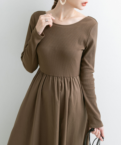 Newlyme（ニューリーミー）の「前後２ｗａｙボリュームスカートワンピース【R】（ワンピース・レディース・ブラック/ブラウン・M-L）」の7枚目の写真