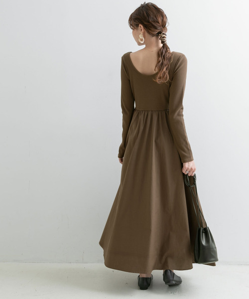 Newlyme（ニューリーミー）の「前後２ｗａｙボリュームスカートワンピース【R】（ワンピース・レディース・ブラック/ブラウン・M-L）」の8枚目の写真