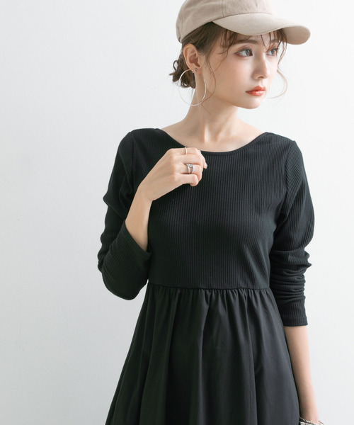 Newlyme（ニューリーミー）の「前後２ｗａｙボリュームスカートワンピース【R】（ワンピース・レディース・ブラック/ブラウン・M-L）」の19枚目の写真