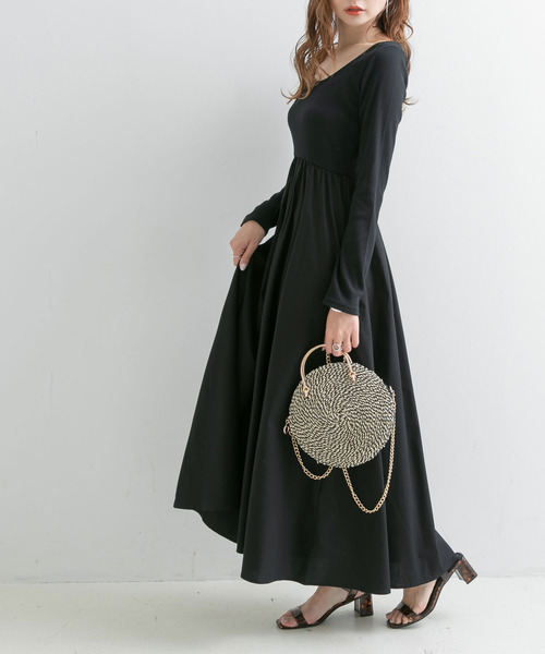 Newlyme（ニューリーミー）の「前後２ｗａｙボリュームスカートワンピース【R】（ワンピース・レディース・ブラック/ブラウン・M-L）」の22枚目の写真