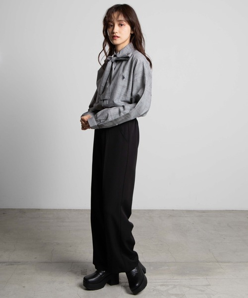 U.S. POLO ASSN.（ユーエスポロアッスン）の「∴WEGO/U.S. POLO ASSN. リボンタイブラウス（シャツ/ブラウス・レディース・ブラウン系その他2/グレー系その他2・FREE）」の7枚目の写真