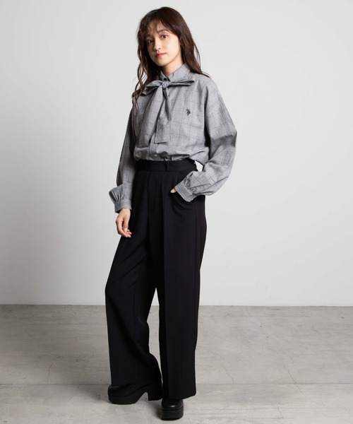 U.S. POLO ASSN.（ユーエスポロアッスン）の「∴WEGO/U.S. POLO ASSN. リボンタイブラウス（シャツ/ブラウス・レディース・ブラウン系その他2/グレー系その他2・FREE）」の8枚目の写真