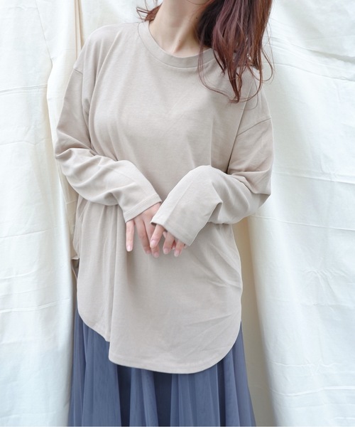 sakishimatokyo（サキシマトーキョー）の「【ZOZO限定】サキシマamp「ラウンドスリットロングTシャツ」（Tシャツ/カットソー・レディース・ブラック/ベージュ/ブラウン/オフホワイト/ライトグリーン/グレイッシュベージュ・FREE）」の5枚目の写真