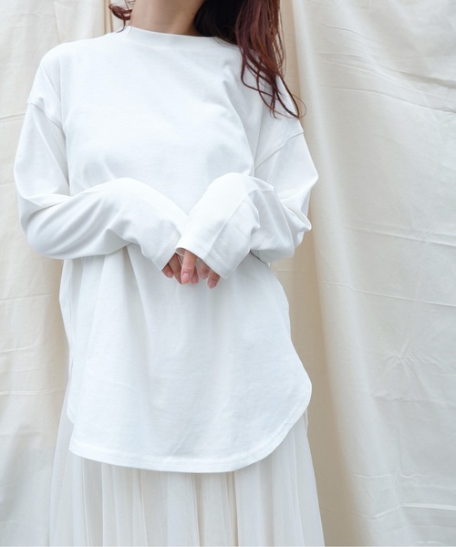 sakishimatokyo（サキシマトーキョー）の「【ZOZO限定】サキシマamp「ラウンドスリットロングTシャツ」（Tシャツ/カットソー・レディース・ブラック/ベージュ/ブラウン/オフホワイト/ライトグリーン/グレイッシュベージュ・FREE）」の2枚目の写真