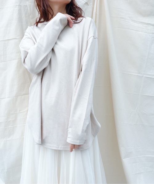 sakishimatokyo（サキシマトーキョー）の「【ZOZO限定】サキシマamp「ラウンドスリットロングTシャツ」（Tシャツ/カットソー・レディース・ブラック/ベージュ/ブラウン/オフホワイト/ライトグリーン/グレイッシュベージュ・FREE）」の6枚目の写真