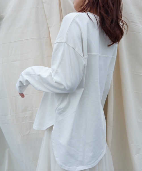 sakishimatokyo（サキシマトーキョー）の「【ZOZO限定】サキシマamp「ラウンドスリットロングTシャツ」（Tシャツ/カットソー・レディース・ブラック/ベージュ/ブラウン/オフホワイト/ライトグリーン/グレイッシュベージュ・FREE）」の8枚目の写真