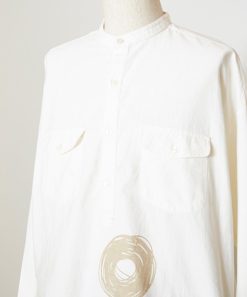 チャイハネ（チャイハネ）の「【チャイハネ】手描き風ドット柄MEN'Sバンドカラーシャツ（シャツ/ブラウス・メンズ・グレー/ブラック/ホワイト・FREE）」の18枚目の写真