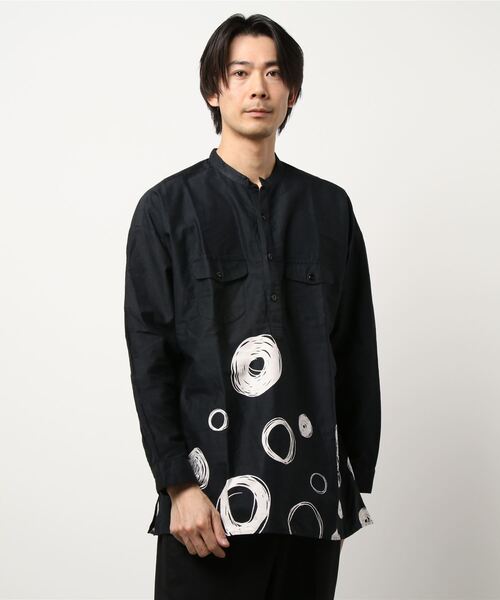 チャイハネ（チャイハネ）の「【チャイハネ】手描き風ドット柄MEN'Sバンドカラーシャツ（シャツ/ブラウス・メンズ・グレー/ブラック/ホワイト・FREE）」の21枚目の写真