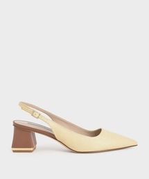 メタリックアクセント スリングバックパンプス / Metallic Accent Slingback Pumps